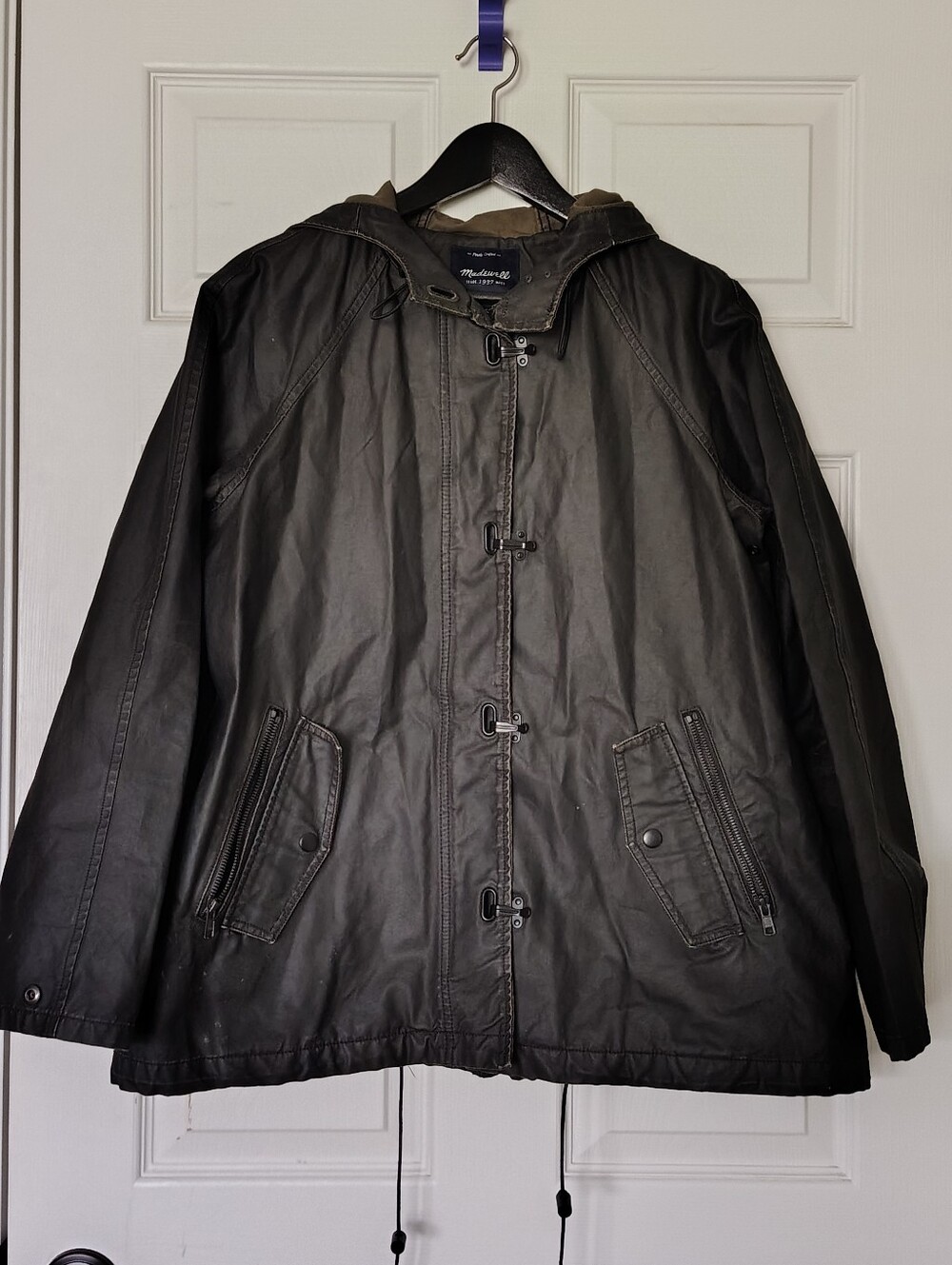 Madewell Waxed Canvas Raincoat Jacket Size Small Black